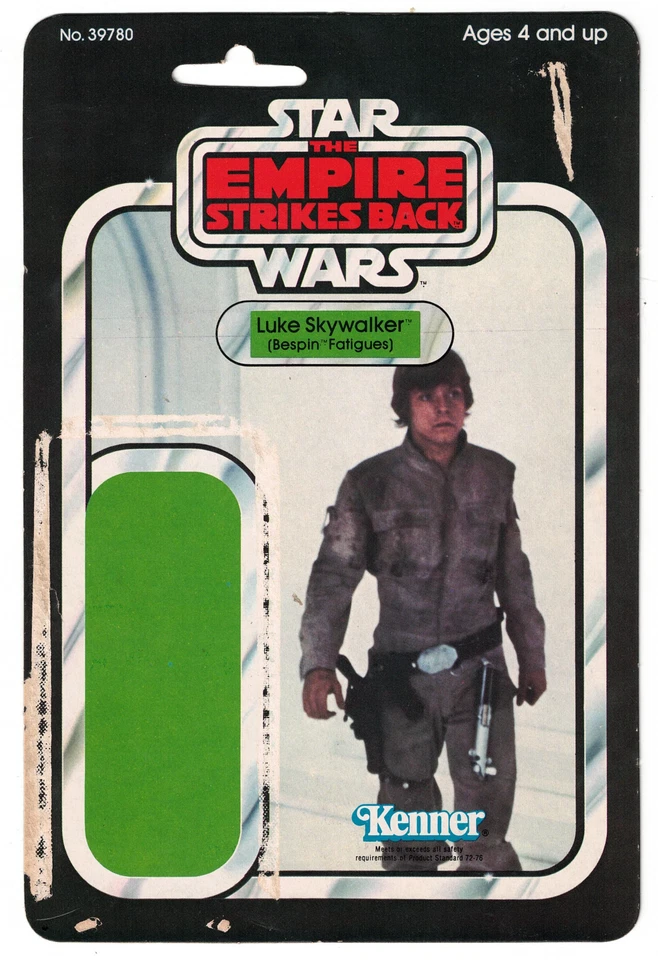 Reverso de tarjeta vintage Kenner 1980 Star Wars ESB Luke Skywalker Bespin Fatigues Foto 1 de 2