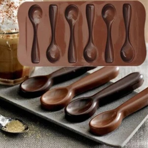 6 Spoons Silicone Mold Chocolate Candy Baking Crafts Resin 3.75"L Each US Seller - Picture 1 of 3