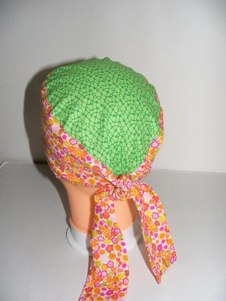 Scrub Surgical Cap Doctor Nurse Hospital Yellow/Pink/Green Handmade Ships Free - Image 1 of 4