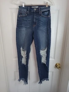 KanCan Jeans Women 5/ 26 Blue Estilo Denim Ankle Fringe Read - Picture 1 of 15