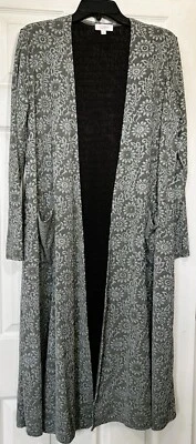 LuLuRoe Cárdigan Largo Tejido Abierto Plumero Talla Pequeña Gris Floral Bolsillos Delanteros Nuevo Foto 1 de 4