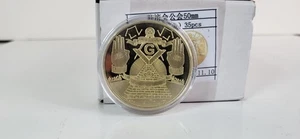 Masonic Challenge Coin Square Compass Freemason Lodge Family Map Working Tools - Picture 1 of 23