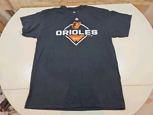 Baltimore Orioles Majestic T-Shirt Triple Peak Black Size Large Baseball Sports - Picture 1 of 5
