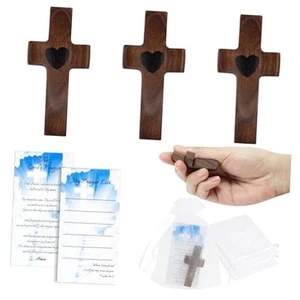Creinkim Set Fidget Croce Piccola in Legno con Punta per Dita in Noce, con Preghiera Bibbia 3pz - Foto 1 di 7