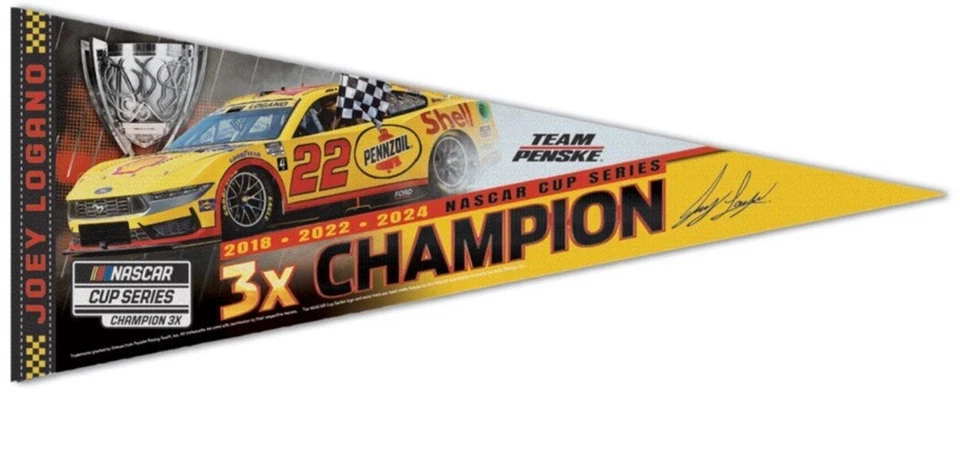 Joey Logano 2024 Nascar Cup Series Campeón Banderín Penske Racing Ford Foto 1 de 1