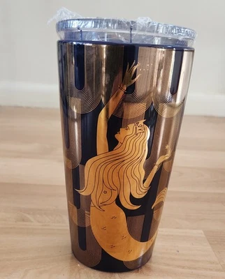 Starbucks Blue Metallic Gold Siren Mermaid 12oz Ceramic Tumbler with Lid NEW! - Image 1 of 4