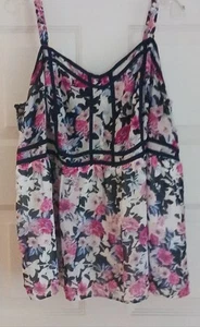 Torrid Womens 4X Babydoll Floral Smocked Stretch Back  Adjustable Straps Top EUC - Picture 1 of 6