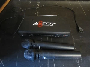 Receptor inalámbrico de doble canal Axess y 2 micrófonos MPWL1504-BK, SIN PROBAR - Imagen 1 de 4