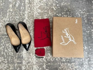 Christian Louboutin Black Patent Calf Leather Pigalle Shoes Size 37.5 Used - Imagen 1 de 5