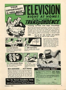 Magazine Print Ad De Forest-Sanabria 1951 Television Transpondence Training - Picture 1 of 2