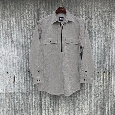 Vtg Key Imperial Shirt Mens L 1/2 Zip Hickory Stripe Logger Railroad Pullover - Image 1 of 4