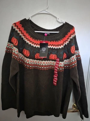 Nuevo Suéter Vince Camuto XL Marrón Calabaza Otoño Halloween Otoño Acción de Gracias Foto 1 de 4