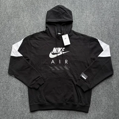 Nike Air Hoodie Black White HJ0273-010 Men’s M Tall NWT Logo Patch Sweatshirt - Image 1 of 4