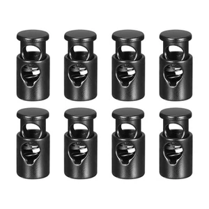 8Pcs Metal Cord Locks 4.2mm Single Hole Toggle Spring Stop Black - Picture 1 of 7