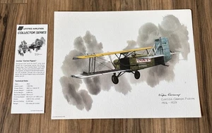 Vintage 70s United Collector Series Litho Print Curtis’s Carrier Pigeon Airplane - Bild 1 von 9