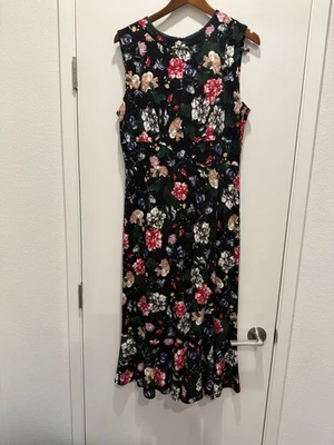 Erdem Dark Floral Sleeveless Dress Size 12 Grazia MIDI Dress - Image 1 of 4