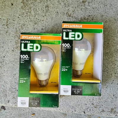 Sylvania Ultra LED Soft White100W replacement using 19w, new in a box - Image 1 of 2