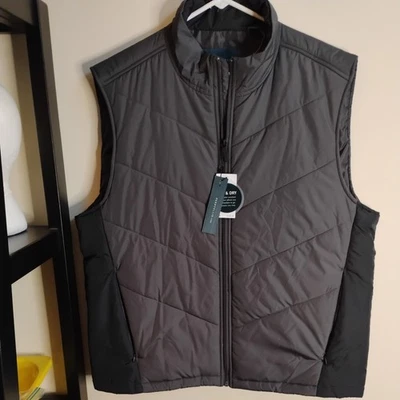НОВЫЙ С ЯРЛЫКАМИ МУЖСКИЕ PERRY ELLIS $125 РОЗНИЧНОЙ ВОДОСТОЙКИЙ СЕРЫЙ/ЧЕРНЫЙ ЖИЛЕТ XL - Изображение 1 из 4