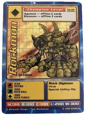 Rockmon St-22 Champion 1st Edition Unlimited Digimon CCG 1999 Bandai - Image 1 of 4