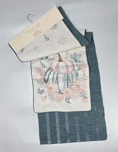 2er Set Rachel Zoe Kürbis Tischläufer türkis blau Thanksgiving Herbst Herbst - Bild 1 von 5