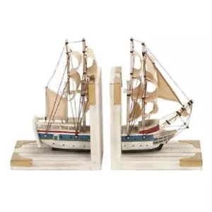 Zimlay weiß und gold Holz Segelboot Buchstützen 60521 - Bild 1 von 12