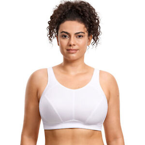 SYROKAN Plus Size High Support Sports Bra Full Coverage Wireless No Padded
