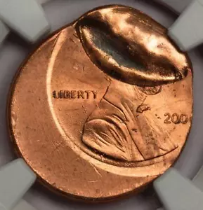 2000 NGC MS65RD Off Center Indent Wide AM Lincoln Cent Mint Error Type 2 Proof R - Picture 1 of 4