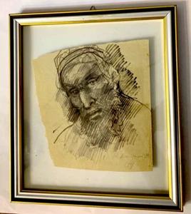 Pietro ANNIGONI "Volto", 17x16 cm. Testo al retro ARCHIVIATO E BEN INCORNICIATO! - Foto 1 di 1