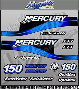 MERCURY 150hp - BLUE - EFI SALTWATER - OUTBOARD DECALS - Picture 1 of 1