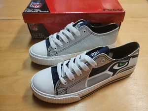 New Seahawks Womens Size 8 Shoes Seattle FOCO Glitter Football Gray White Blue  - Picture 1 of 9