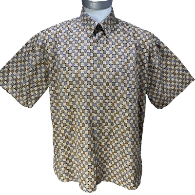 Natural Issue Men's Size XL Brown Print Short Sleeve Button Down Pocket.    U21 - Image 1 of 4