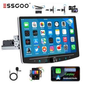 1DIN 10" Android 14 Carplay Autoradio GPS RDS Drehbarer Bildschirm 4+64G AHD Cam - Bild 1 von 16