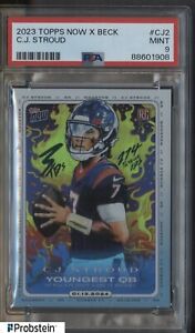 2023 TOPPS NOW X BECK CJ STROUD #CJ2 YOUNGEST WIN PLAYOFF GAME TEXANS PSA 9