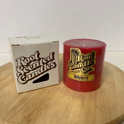 Vintage 1960s A.I. Root Candle Co. 3 X 3 Pillar Candle Holly Berry Scent - image 1 of 4