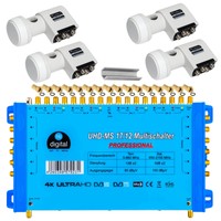SET Multischalter 17/12 Switch PMSE SAT Verteiler+Best LNB 3D Full HDTV 0,1 4Sat