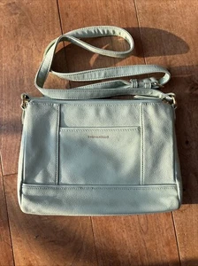 Tignanello Aqua Pale Green Leather Organiser Handbag, Shoulder Bag VGC - Picture 1 of 11