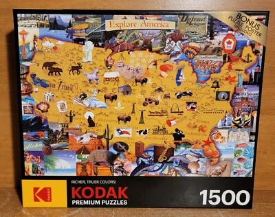 Quebra-cabeça RoseArt / Kodak EXPLORE AMERICA 1500 peças, 8900, Premium, 2022, Excelente - Imagem 1 de 4