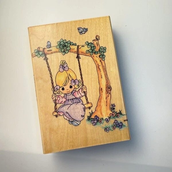 Warmest Thoughts~Swing~Precious Moments Rubber Stamp~3"X 4.5"~Stampendous UP001 — 第 1/4 张图片