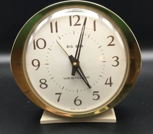 Westclox Big Ben Alarm Clock Non Working USA VTG Ivory Gold tone - Picture 1 of 8