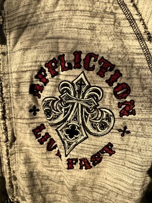 Men's Vintage Y2K Affliction Reversible Zip Up Hoodie Jacket L Grunge Live Fast - Image 1 of 4