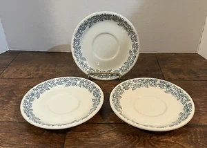 (4) Shenango USA Restaurant Ware Saucers by Interpace Blue Green Leaves Flowers - Picture 1 of 4