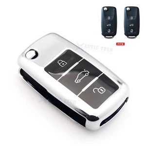 Llavero remoto carcasa plateada plegable abatible para Volkswagen Caddy Golf MK6 3 botones - Imagen 1 de 12