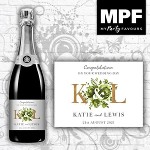 Personalised Wedding Champagne Prosecco Bottle Label - 5 colour options - gold - Picture 1 of 16