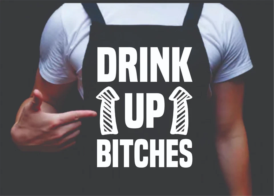 Avental masculino para churrasco engraçado Drink Up Bitches Avental masculino para grelhar  - Imagem 1 de 1