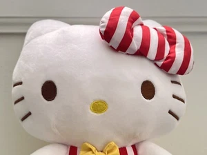 NEW 8” Kawaii Hello Kitty With Cute Red Stripes bow Plush Stuffed Toy Doll - Picture 1 of 5