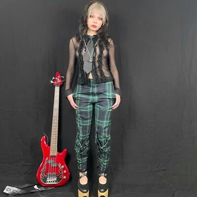 Pantalones negros Comme des Garcon verde a cuadros bondage XS Foto 1 de 4