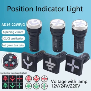 22mm Red Green Dual Color Indicating Position Signal Light 12-220V Circle/Square - Picture 1 of 20