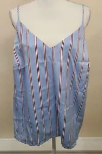 NWT Sonoma Satin Cami Women's Plus 1X Blue Red White Stripes - Picture 1 of 6