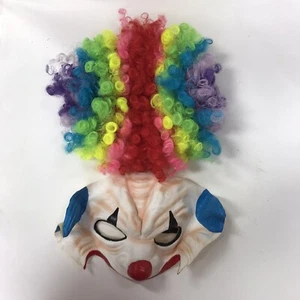 Creepy Clown Halloween Mask and Rainbow Wig - Picture 1 of 7