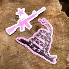 Pink Gadsden Flag, AR-15 Female Women Girl Sticker Decal Pack! MADE IN USA!